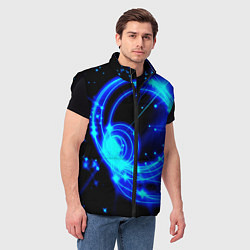 Мужской жилет Оптические синие волны, цвет: 3D-черный — фото 2