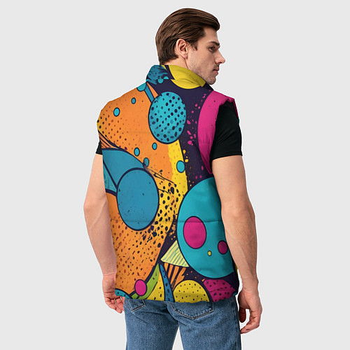 Мужской жилет Поп-арт абстракция круги / 3D-Черный – фото 4