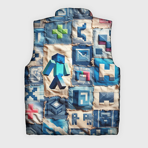 Мужской жилет Minecraft шагает на пэчворк / 3D-Светло-серый – фото 2