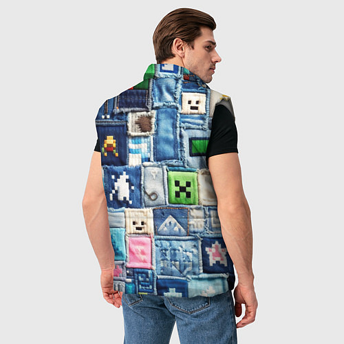 Мужской жилет Minecraft на пэчворк джинсах / 3D-Светло-серый – фото 4