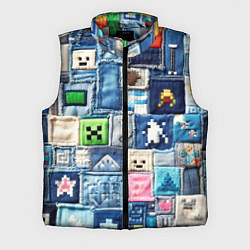 Мужской жилет Minecraft на пэчворк джинсах, цвет: 3D-светло-серый