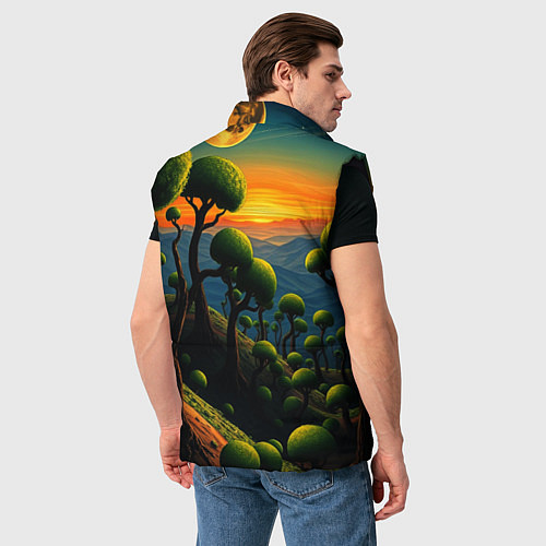 Мужской жилет Лес из зеленых инопланетных деревьев в стиле Сальв / 3D-Черный – фото 4