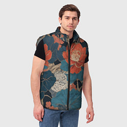 Мужской жилет Цветы в стиле иредзуми, цвет: 3D-светло-серый — фото 2