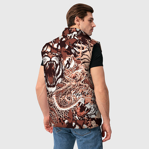 Мужской жилет Тигр дракон и самурай / 3D-Черный – фото 4