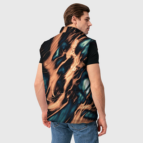Мужской жилет Абстракция тёмный бирюзово-медный / 3D-Черный – фото 4