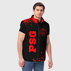 Мужской жилет PSG - red gradient вертикально, цвет: 3D-черный — фото 2