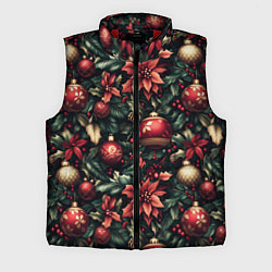Мужской жилет Паттерн с новогодними украшениями, цвет: 3D-красный