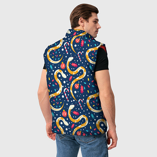 Мужской жилет Новогодний паттерн символ года 2025 / 3D-Красный – фото 4