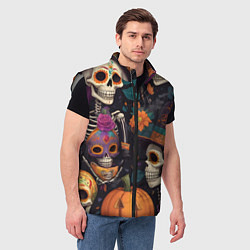 Мужской жилет Хэллоуин страшилки черепа, цвет: 3D-светло-серый — фото 2