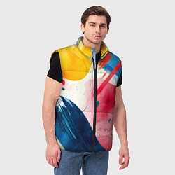 Мужской жилет Абстрактные мазки красок, цвет: 3D-черный — фото 2