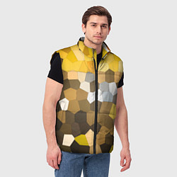 Мужской жилет Желто белая мозаика, цвет: 3D-черный — фото 2