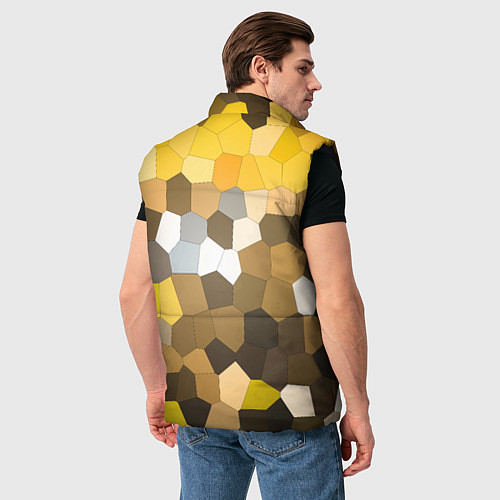 Мужской жилет Желто белая мозаика / 3D-Черный – фото 4