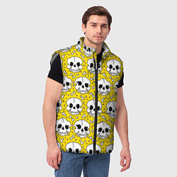 Мужской жилет Тающие черепа паттерн, цвет: 3D-светло-серый — фото 2