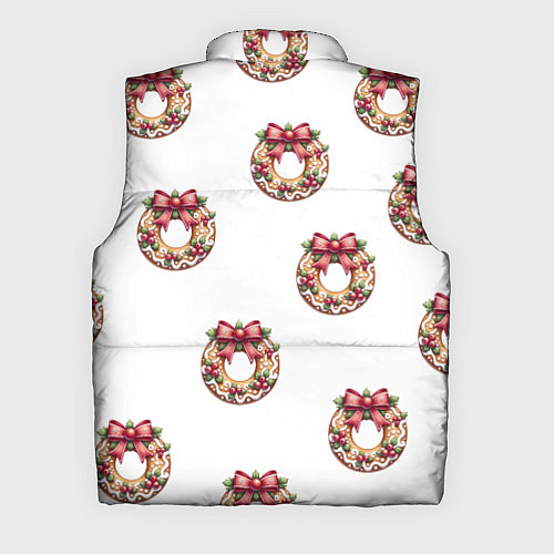 Мужской жилет Много новогодних пончиков с бантиком и ягодами / 3D-Светло-серый – фото 2