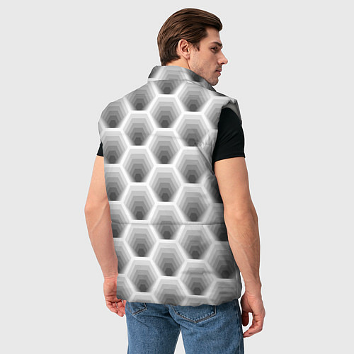 Мужской жилет Неоновые соты / 3D-Светло-серый – фото 4