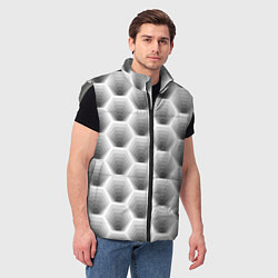 Мужской жилет Неоновые соты, цвет: 3D-светло-серый — фото 2