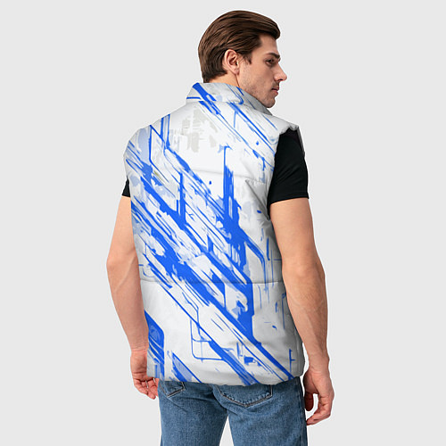 Мужской жилет Синие полосы на белом фоне / 3D-Черный – фото 4