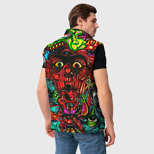 Мужской жилет Мексиканский стиль психоделика / 3D-Черный – фото 4