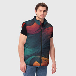 Мужской жилет Эбру теплая абстракция, цвет: 3D-красный — фото 2