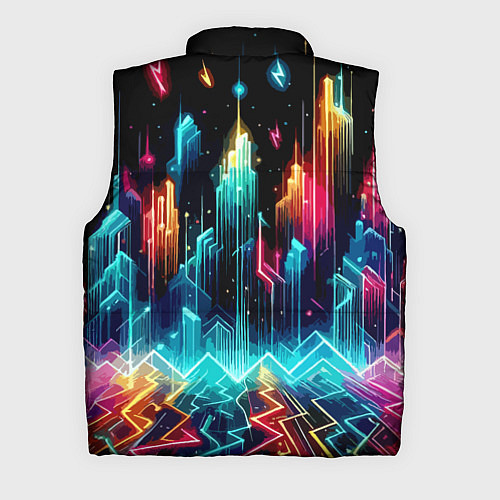 Мужской жилет Neon fantastic metropolis - vaporwave / 3D-Светло-серый – фото 2