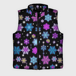 Мужской жилет Разноцветные снежинки, цвет: 3D-светло-серый