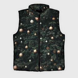 Мужской жилет Паттерн - Новогодняя елка, цвет: 3D-черный