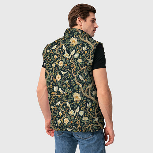 Мужской жилет Узор с птицами зеленый / 3D-Черный – фото 4