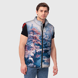 Мужской жилет Японская зима в сельской местности, цвет: 3D-красный — фото 2