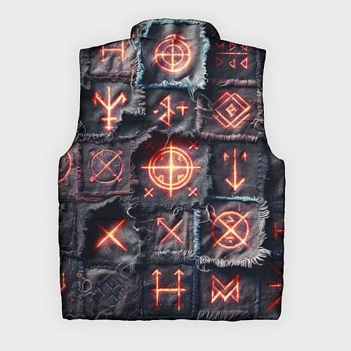 Мужской жилет Символы викингов на пэчворк джинсах / 3D-Светло-серый – фото 2