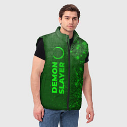 Мужской жилет Demon Slayer - green gradient по-вертикали, цвет: 3D-черный — фото 2