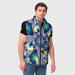 Мужской жилет Оптический фрактал абстрактные узоры, цвет: 3D-черный — фото 2