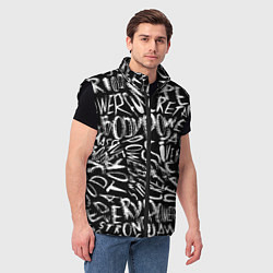 Мужской жилет Надписи абстрактные, цвет: 3D-черный — фото 2
