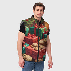 Мужской жилет Новый год печенье, цвет: 3D-светло-серый — фото 2