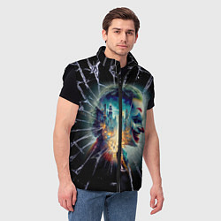 Мужской жилет Джокер в мегаполисе - осколки, цвет: 3D-черный — фото 2