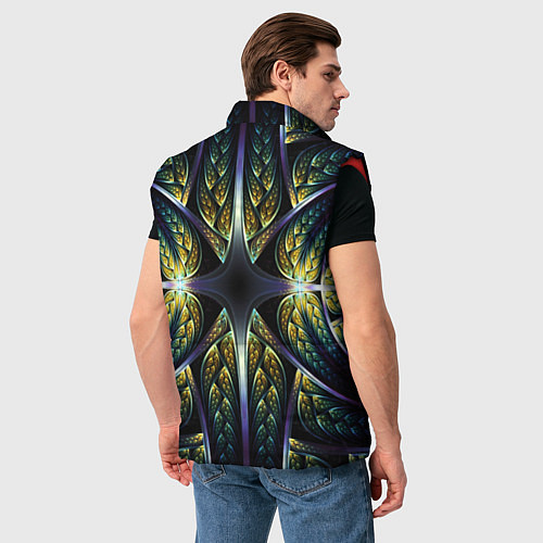 Мужской жилет Оптический узор из фрактала / 3D-Красный – фото 4