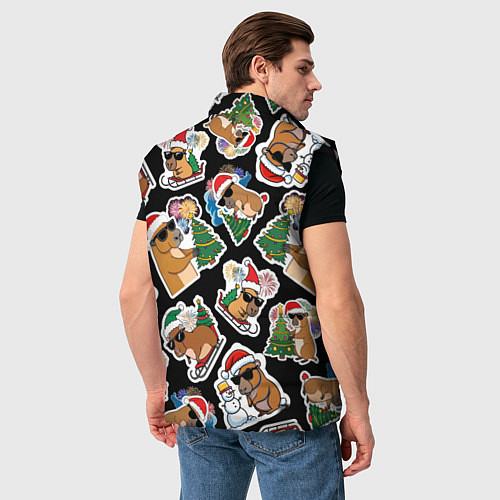 Мужской жилет Новогодняя капибара с ёлкой / 3D-Черный – фото 4