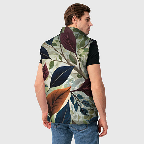 Мужской жилет Листья искусство / 3D-Черный – фото 4