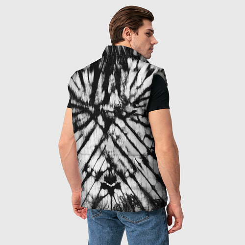 Мужской жилет Абстрактное сердце - черно-белый тай-дай / 3D-Светло-серый – фото 4