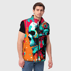 Мужской жилет Cyber skull sketch - ai art fantasy, цвет: 3D-черный — фото 2