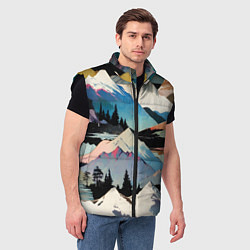Мужской жилет Снежные горы, цвет: 3D-черный — фото 2