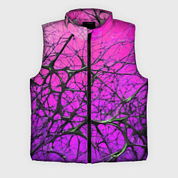 Мужской жилет Чёрные волокна и фиолетовый градиент абстракция, цвет: 3D-светло-серый