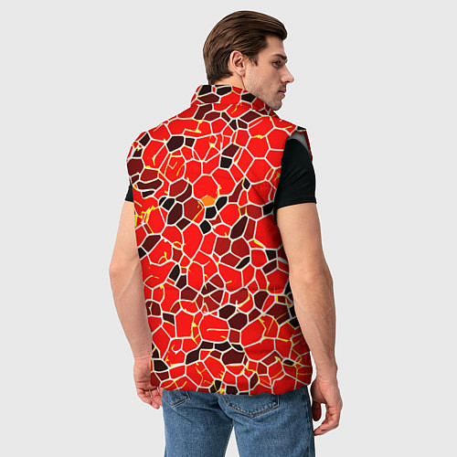 Мужской жилет Абстрактные плитки красные и чёрные / 3D-Светло-серый – фото 4