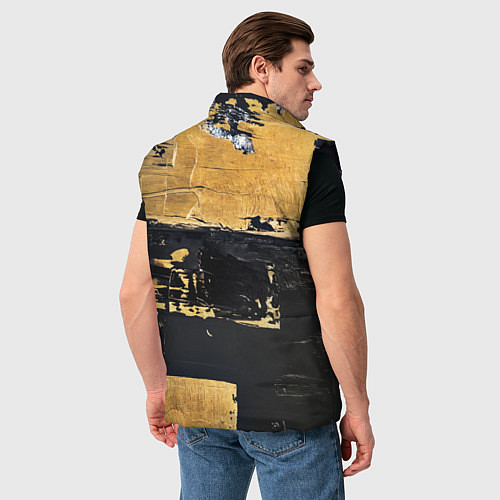 Мужской жилет Абстракция черная и коричневая краска / 3D-Черный – фото 4