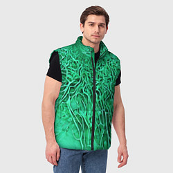 Мужской жилет Зелёный симбионт абстракция, цвет: 3D-черный — фото 2