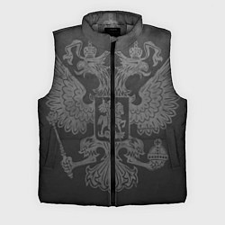 Мужской жилет Серо-черный фон с двуглавым орлом, символика госуд, цвет: 3D-светло-серый