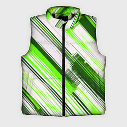 Мужской жилет Зелёные диагональные полосы на белом фоне, цвет: 3D-черный