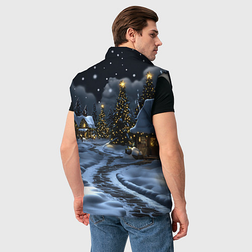 Мужской жилет Ночной новогодний город / 3D-Светло-серый – фото 4