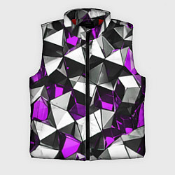 Мужской жилет Фиолетово-белые рельефные треугольники на чёрном ф, цвет: 3D-красный