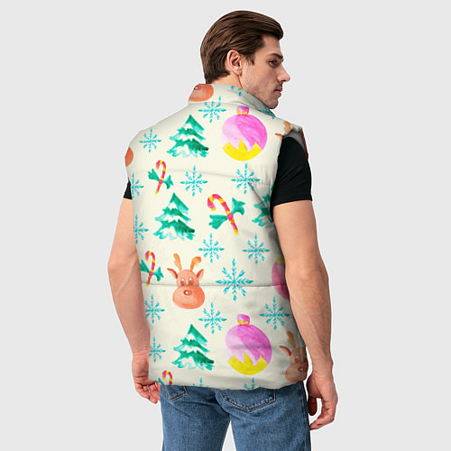 Мужской жилет Зимний новогодний узор / 3D-Светло-серый – фото 4