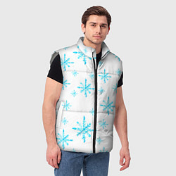Мужской жилет Зимний узор из снежинок, цвет: 3D-светло-серый — фото 2